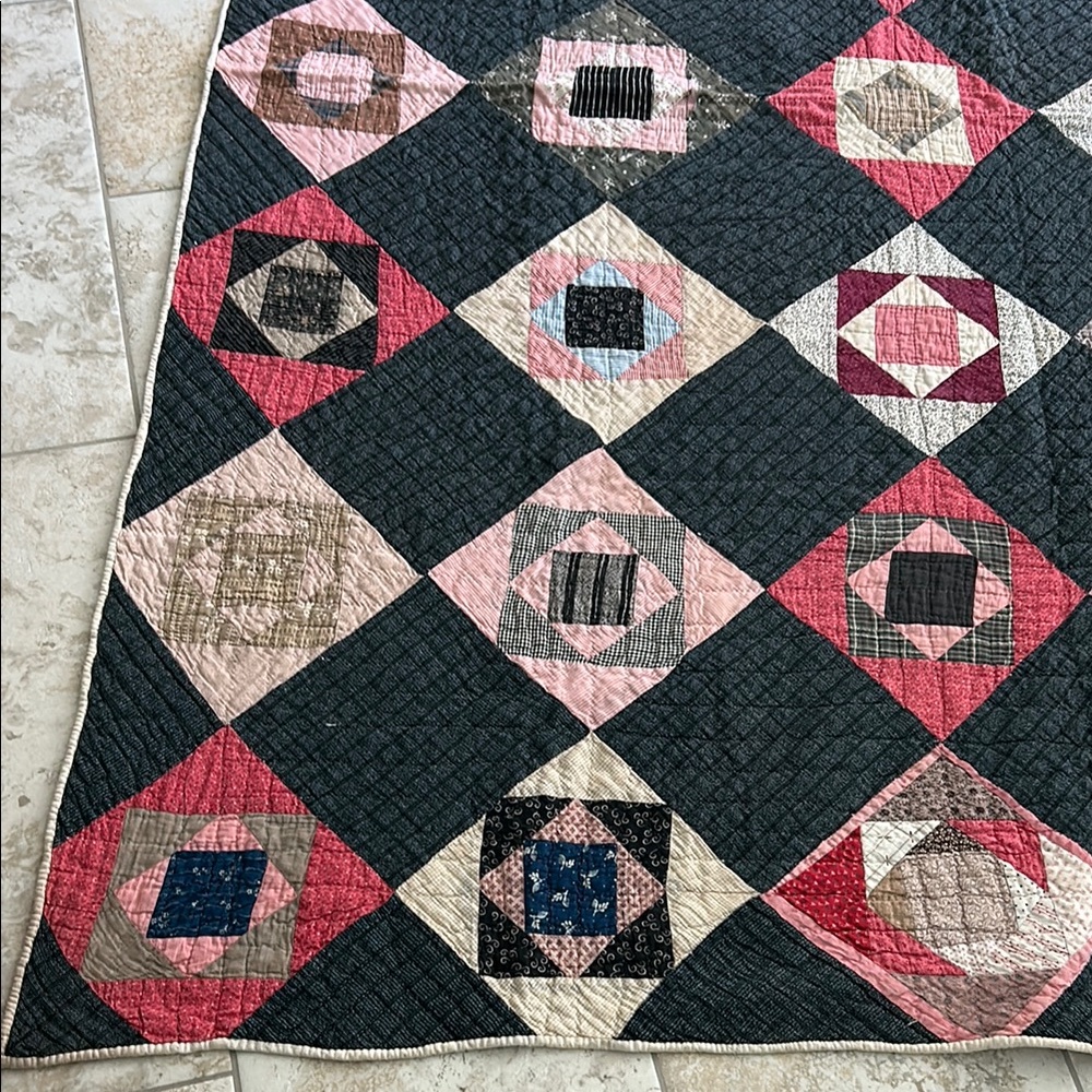 SALE❗️Patchwork Quilt 1880s Pennsylvania Square within Square within Square! - Picture 4 of 17